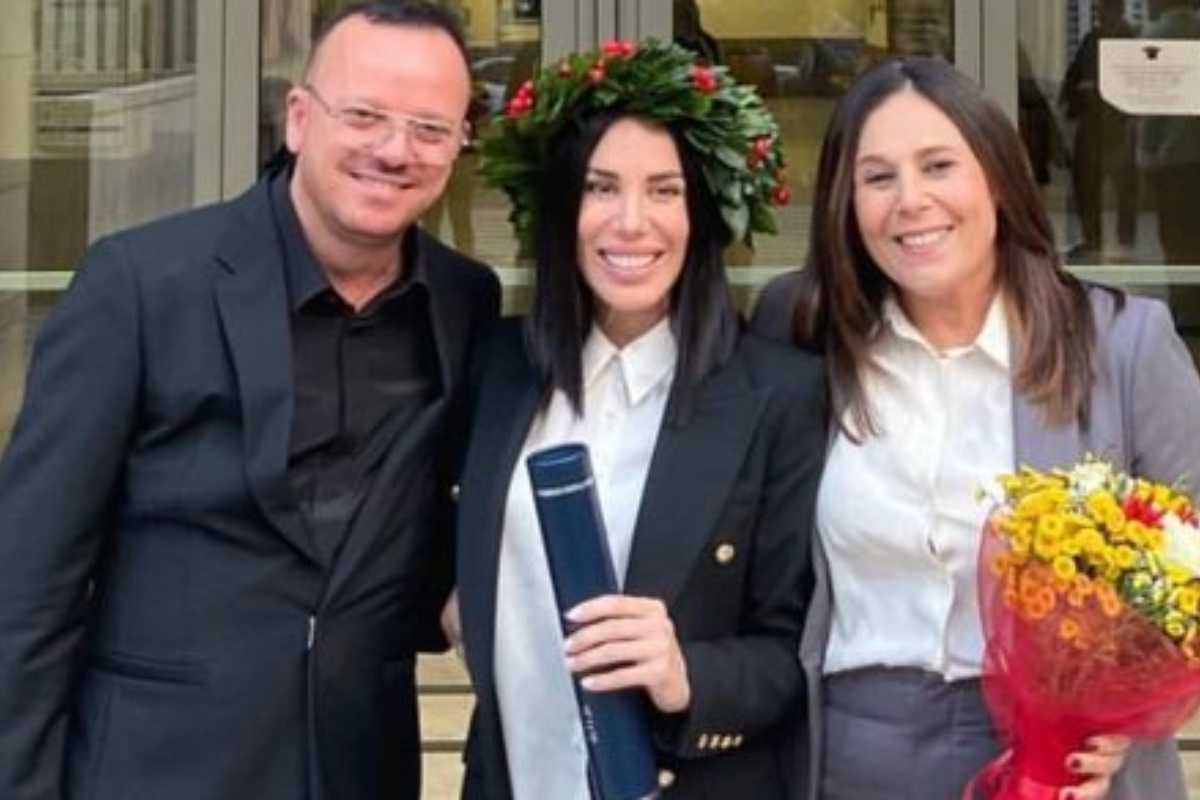 Gigi Dalessio alla laurea della figlia Ilaria, con l'ex moglie